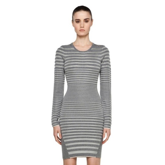 Alexander Wang stripped long sleeve fitted designer dress sz S - Picture 1 of 8